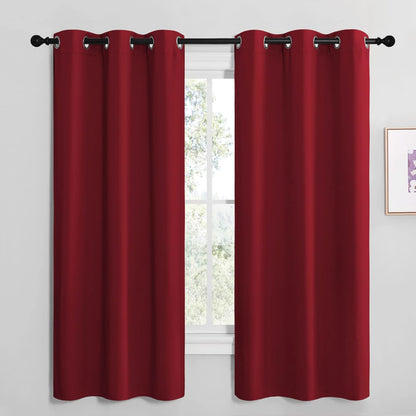 NICETOWN Halloween Pitch Black Solid Thermal Insulated Grommet Blackout Curtains/Drapes for Bedroom Window (2 Panels, 42 inches Wide by 63 inches Long, Black) - Colors A
