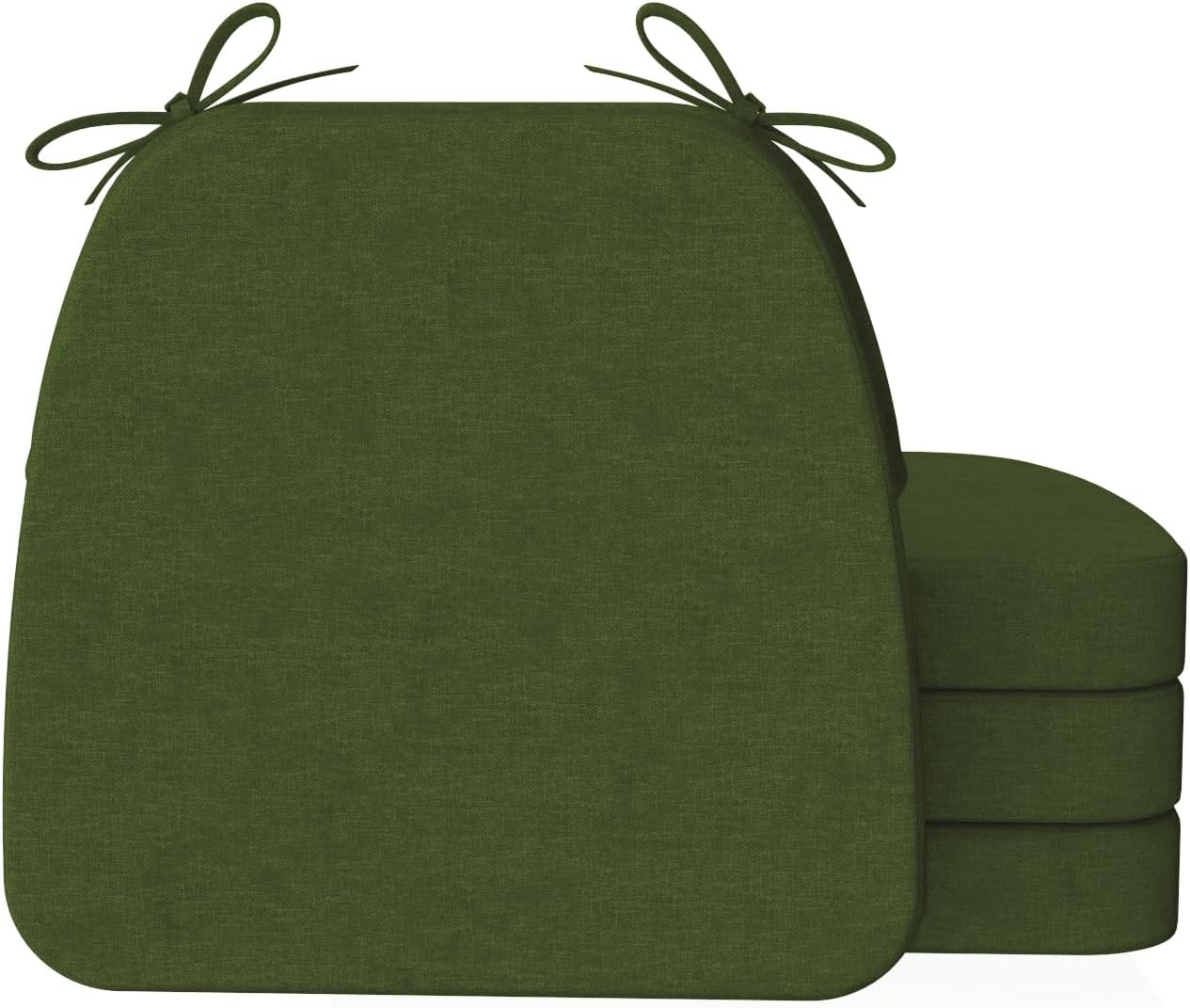 AAAAAcessories D-Shaped Chair Cushions, 2" Thick Dining Chair Pads with Ties and Removable, Machine-Washable Cover, 17" x 16", Set of 4, Oatmeal Beige - Colors B