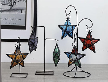 Star Hanging Decor Decorative Lantern Candle Holder Morrocan Decorations for Home Outdoor Wedding Centerpieces Party Farmhouse - Green
