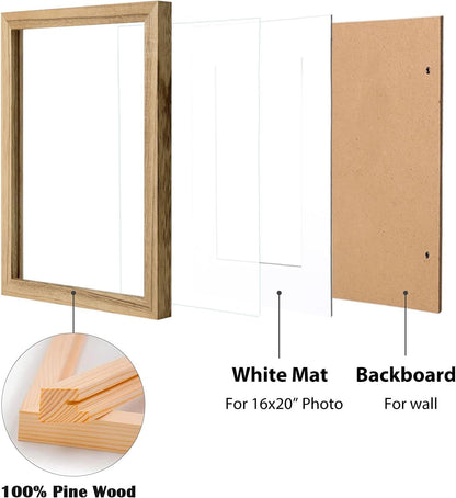 Egofine 12x16 Picture Frame Black, Covered by Plexiglass Made of Solid Wood, Display Pictures 9x12 and 11x14 with Mat or 12x16 Without Mat, for Wall Mounting Photo Frame - Colors A