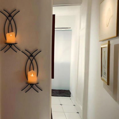 Gold Wall Sconce Set of 2, Metal Candle Holder, Modern Hanging Decoration for Living Room, Farmhouse,Wall Mounted Candelabra with Minimalist Lines,Gothic Antique Decor