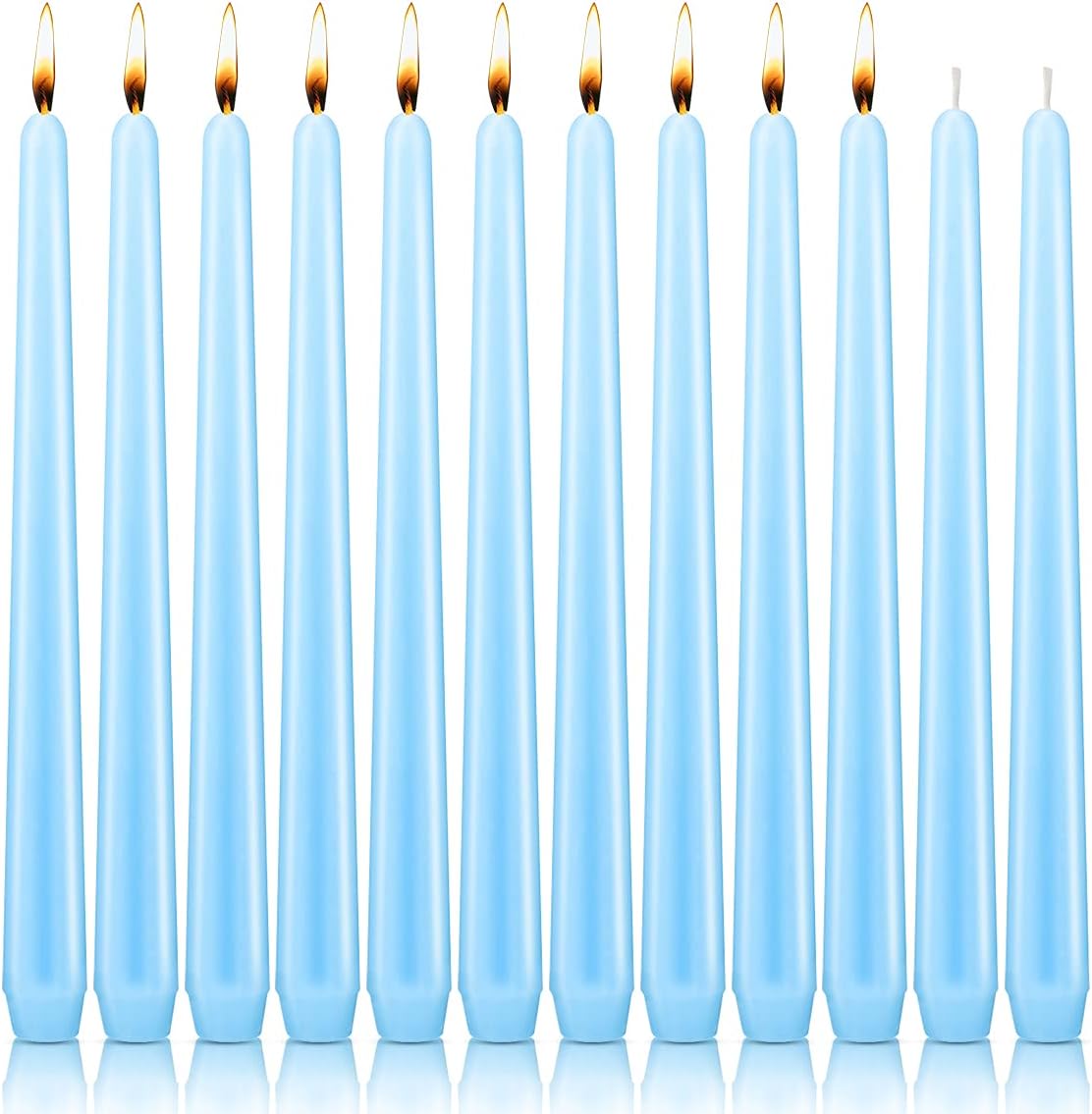 NIKY 10 inch Taper Candles for Christmas, Set of 12 Unscented Dripless Candlesticks - 8 Hours Long Burning for Home Decor, Wedding, Parties and Special Occasions (Ivory)