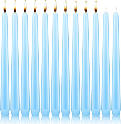 NIKY 10 inch Taper Candles for Christmas, Set of 12 Unscented Dripless Candlesticks - 8 Hours Long Burning for Home Decor, Wedding, Parties and Special Occasions (Ivory)