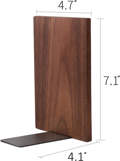 Muso Wood Handmade Walnut Book Ends, Non-Skid Bookends for Shelves, Large Sturdy Book Ends for Heavy Books, Decorative Book Shelf (1 Pair)