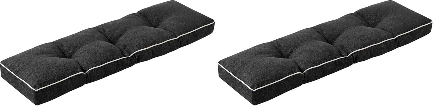 IPYNBAP Bench Cushion, 42 x 16 Inch Patio Furniture Cushions with Durable Ties, Soft Memory Foam Bench Cushions for Indoor/Outdoor Furniture with Non-Slip Bottom, Kitchen&Dining, Dark Grey