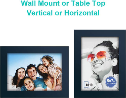RPJC 5x7 Picture Frames Made of Solid Wood High Definition Glass for Table Top Display and Wall Mounting Photo Frame Black