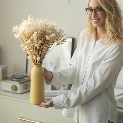 Ceramic Vase Set-3, Small Flower Vases for Decor, Modern Boho Farmhouse Style, Decorative Vases for Pampas Grass & Dried Flowers, Distressed Finish (Beige)