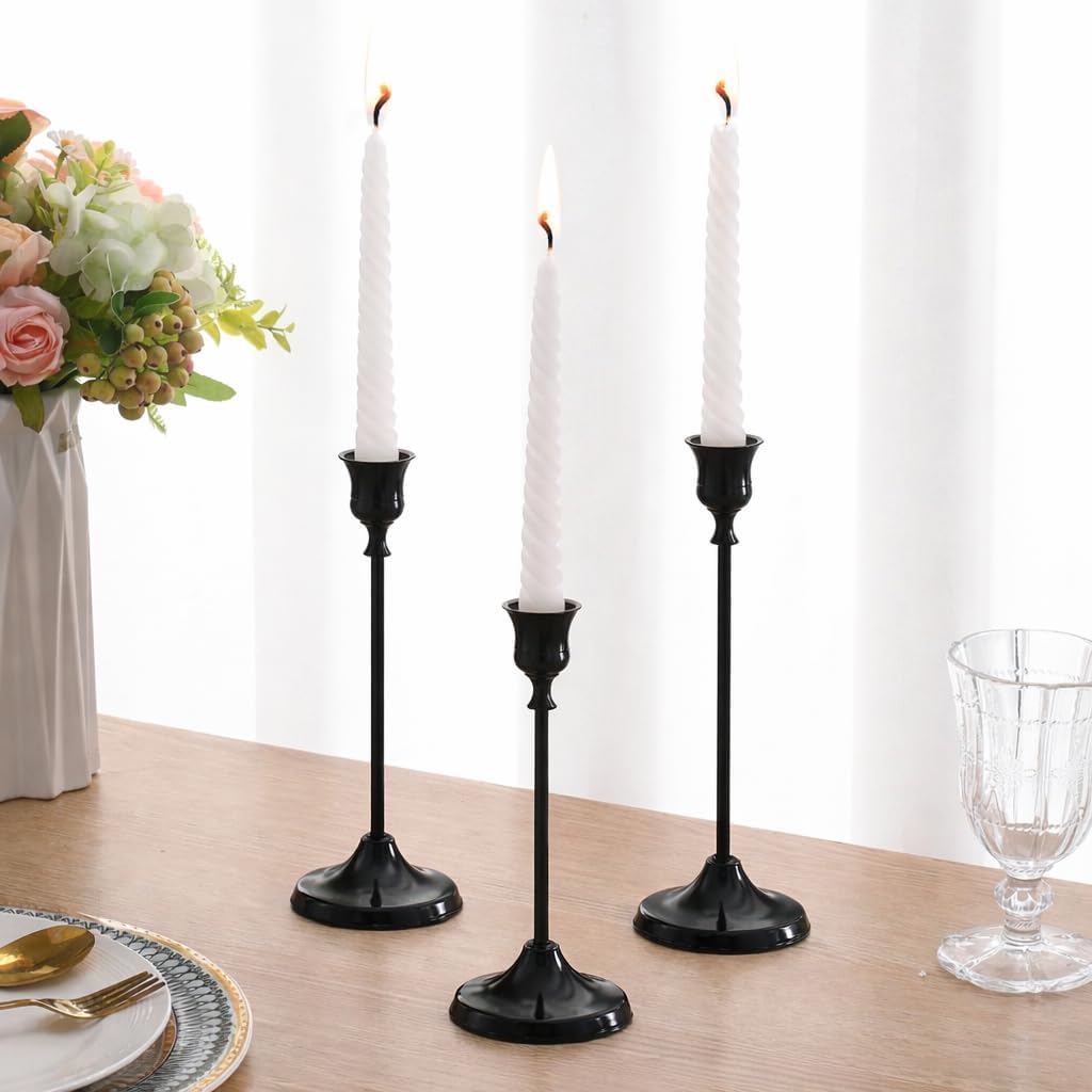 6Pcs Candlestick Holders,Brass Gold Metal Taper Candle Holder for Pillar Candles Sticks Holder for Wedding Fireplace Table Centerpiece Mantel Housewarming Gift