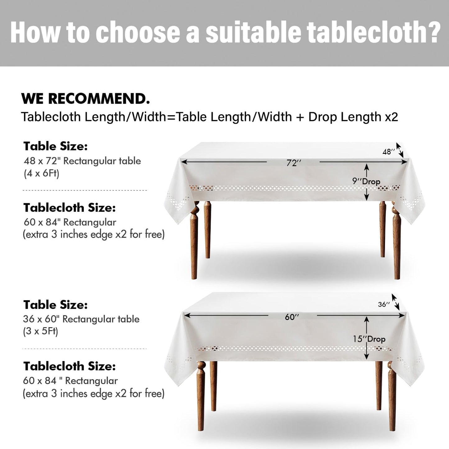 MIULEE Beige Rectangle Linen Polyester Tablecloth with Decorative Cutouts Spring Waterproof Stain Resistant & Shrink-Proof Table Cloth 52x70 inch Farmhouse Style for Dining Wedding and Outdoor