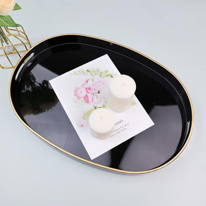 Green Decorative Tray with Handles, Versatile Serving Tray for Coffee Table, Ottoman, Ideal for Serving, Displaying, Organizing, 15.7"*10.2"*1.57"
