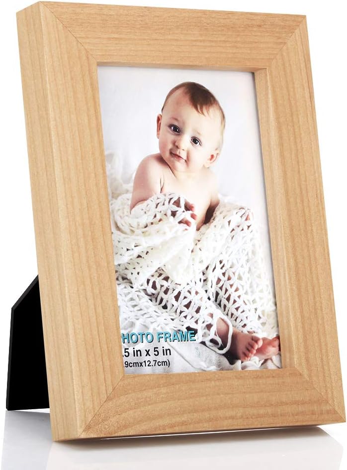 RPJC 5x7 Picture Frames Made of Solid Wood High Definition Glass for Table Top Display and Wall Mounting Photo Frame Black