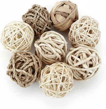 Rattan Balls for Bowl Filler Decor, 10 PCS Natural Handmade Wicker Decorative Orbs (2.8”–4.7”) for Vase, Centerpiece, Home Table & Wedding Party