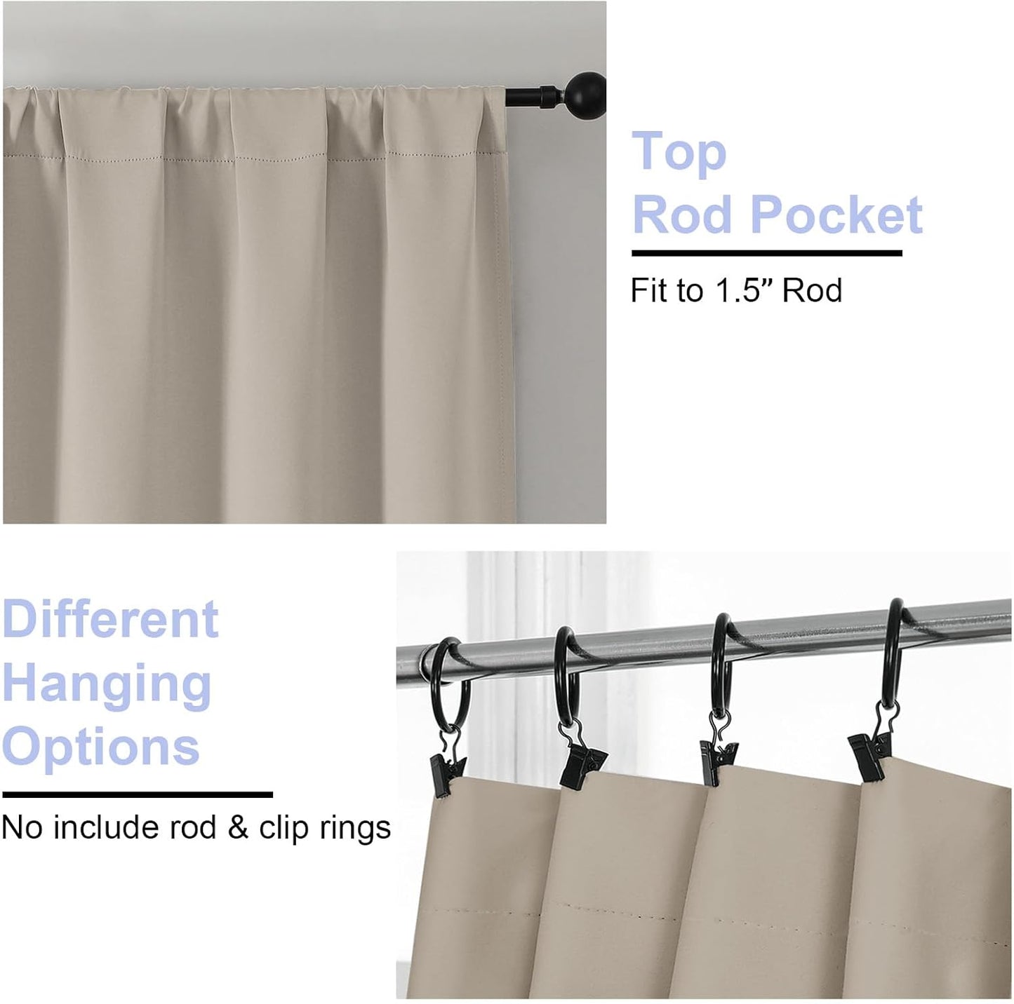 Simplebrand Ava Sage Green Blackout Curtains for Bedroom 63 Inch Length 2 Panels Set, Solid Thermal Insulated Energy Saving Rod Pocket Window Treatment Curtains Blackout Drapes, W40 x L63 Inch, Sage - Colors C