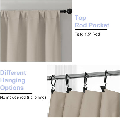 Simplebrand Ava Sage Green Blackout Curtains for Bedroom 63 Inch Length 2 Panels Set, Solid Thermal Insulated Energy Saving Rod Pocket Window Treatment Curtains Blackout Drapes, W40 x L63 Inch, Sage - Colors C