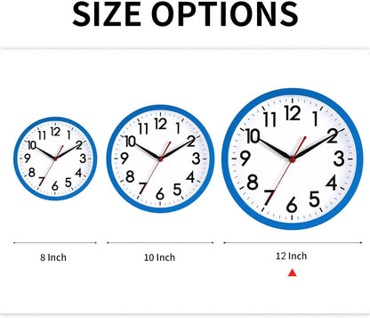 AKCISOT Wall Clock, Modern Small Wall Clocks Battery Operated 8 Inch, Silent Non-Ticking Analog Classic for Office, Home, Bathroom, Kitchen, Bedroom, School(Black)