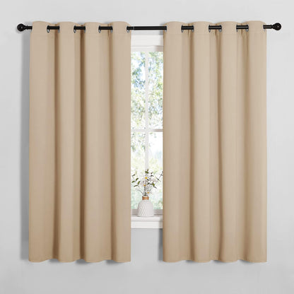 NICETOWN Halloween Pitch Black Solid Thermal Insulated Grommet Blackout Curtains/Drapes for Bedroom Window (2 Panels, 42 inches Wide by 63 inches Long, Black) - Colors D