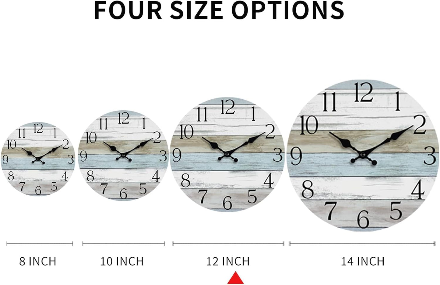 Wall Clock, Rustic Wall Clocks Battery Operated Silent Non Ticking, Country Round Wooden Clocks Farmhous Wall Decorative for Kitchen, Bathroom, Living Room (Gray 8 Inch)