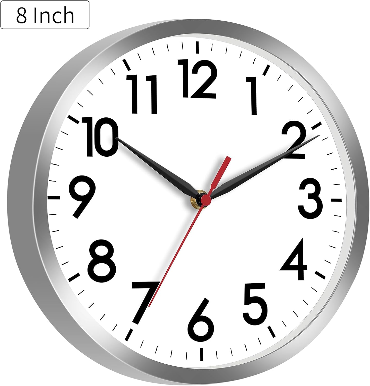 AKCISOT Wall Clock, Modern Small Wall Clocks Battery Operated 8 Inch, Silent Non-Ticking Analog Classic for Office, Home, Bathroom, Kitchen, Bedroom, School(Black)