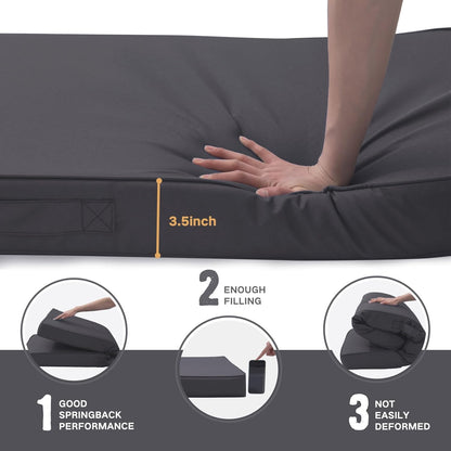 Outdoor Bench Cushion 48x18 Inch Waterproof with Memory Foam,Patio Bench Cushions for Outdoor/Indoor Furniture Porch Swing Cushion with Handle and Adjustable Strap,Navy Bule