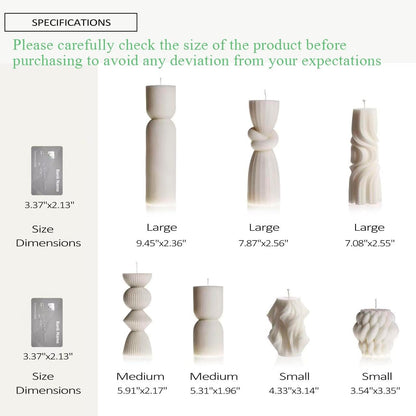 7-Pack Pillar Candles - Soy Wax Handmade Ribbed Candles for Home Decor, Housewarming Gift, Shelf & Table Decor - Aesthetic Modern Candles Set (White)