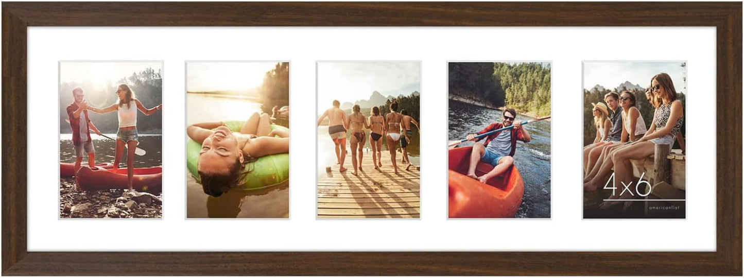 Americanflat 4x6 Collage Picture Frame with Shatter-Resistant Glass - Fits Five 4x6 Photos or Use as One 11x14 Picture Frame - Signature Collection - Collage Frames for Wall Display - Black