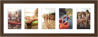 Americanflat 4x6 Collage Picture Frame with Shatter-Resistant Glass - Fits Five 4x6 Photos or Use as One 11x14 Picture Frame - Signature Collection - Collage Frames for Wall Display - Black