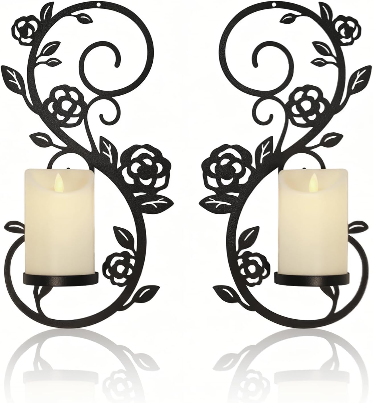 OYEFLY 2 Pcs Wall Sconces Candle Holder (Black)