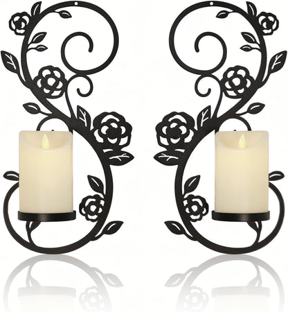 OYEFLY 2 Pcs Wall Sconces Candle Holder (Black)