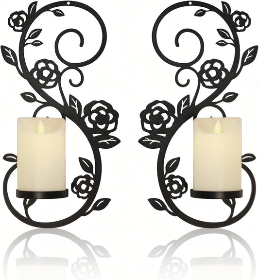 OYEFLY 2 Pcs Wall Sconces Candle Holder (Black)