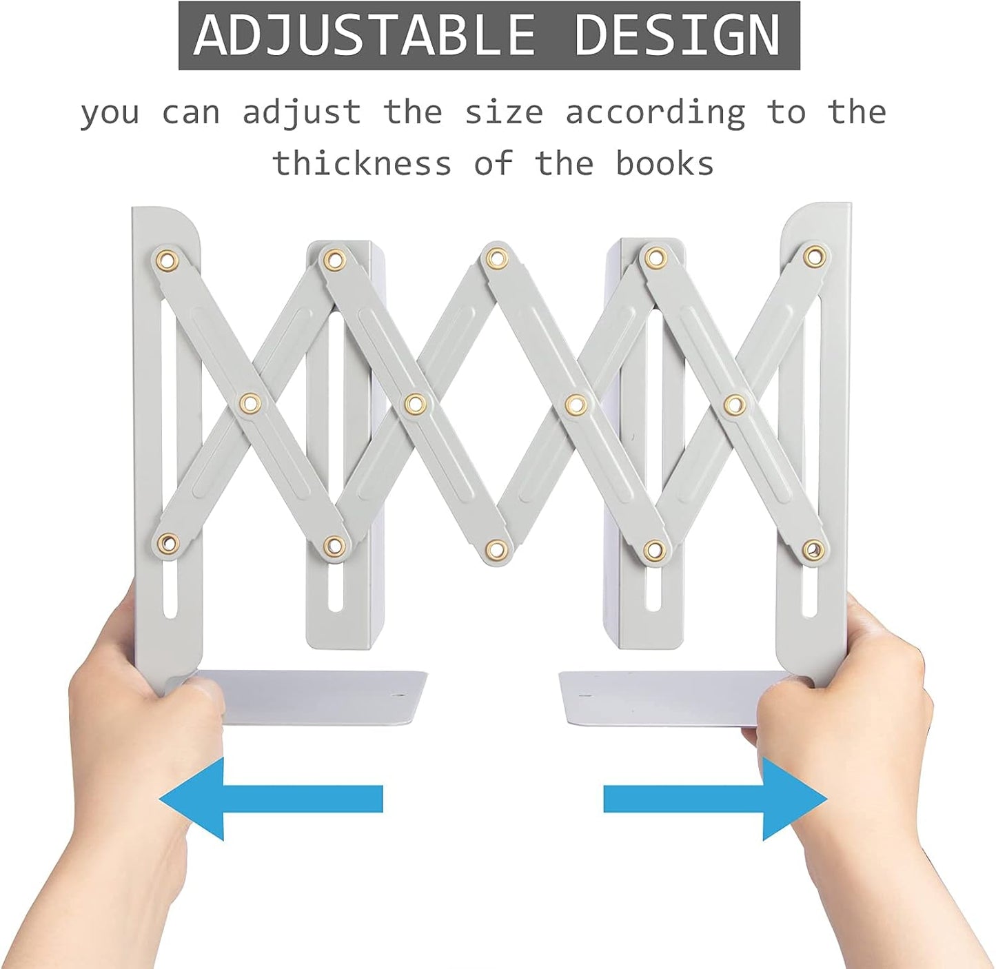 Aobopar Adjustable Book Ends, Metal Bookends for Heavy Books, Desk Book Holder for Shelves, Book Organizer for Desk, Suitable for Office, Home and School Use (Black)