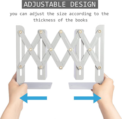Aobopar Adjustable Book Ends, Metal Bookends for Heavy Books, Desk Book Holder for Shelves, Book Organizer for Desk, Suitable for Office, Home and School Use (Black)