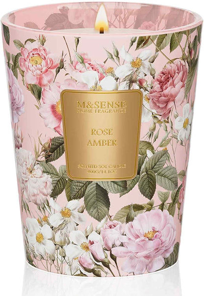 M&SENSE Jasmine Candles Highly Scented 3 Wick 35oz 150 Hours Burn Extra Large Jar Candles for Women, Natural Soy Wax Aromatherapy Candle for Stress Relief, Meditation, Yoga, Spa - Colors A