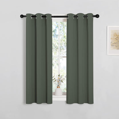 NICETOWN Halloween Pitch Black Solid Thermal Insulated Grommet Blackout Curtains/Drapes for Bedroom Window (2 Panels, 42 inches Wide by 63 inches Long, Black) - Colors C