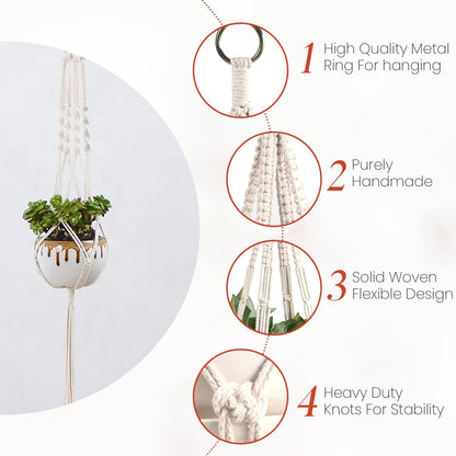 feedee Macrame Plant Hangers Indoor Macrame Hanging Planters for Indoor Plants, 6 Pack Hanging Plant Holders Indoor Hanging, Macromay Plant Hangers for Indoor Plant Hanger, Outdoor Flower Pots Holder