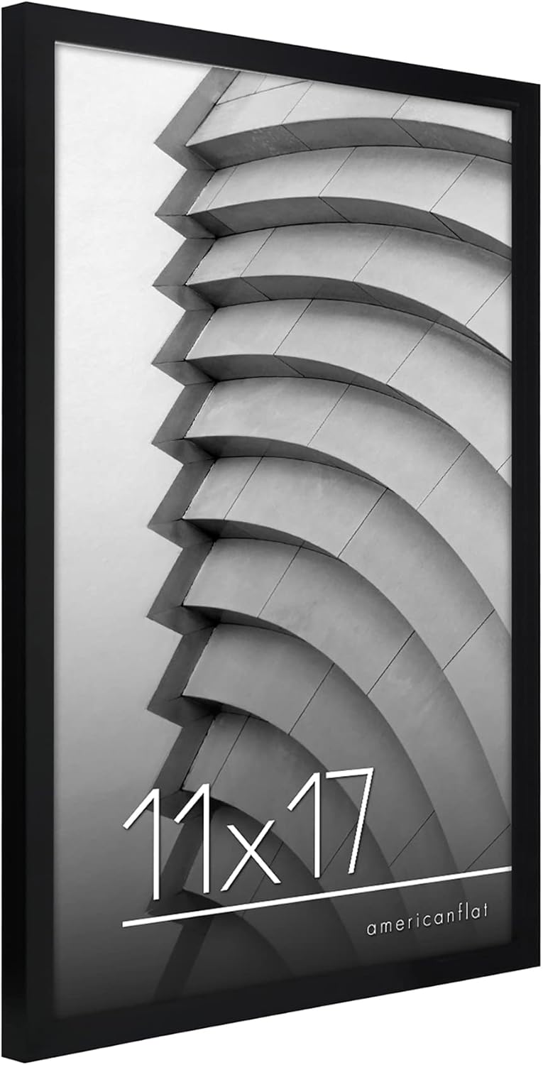 Americanflat 24x36 Poster Frame with Polished Plexiglass - Streamline Collection - Thin Border Picture Frame for Wall Display - Hanging Hardware Included - Black - Colors B