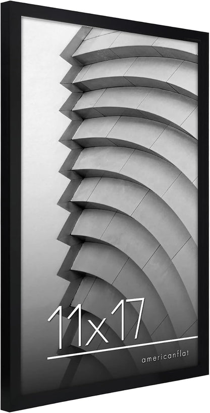 Americanflat 24x36 Poster Frame with Polished Plexiglass - Streamline Collection - Thin Border Picture Frame for Wall Display - Hanging Hardware Included - Black - Colors B