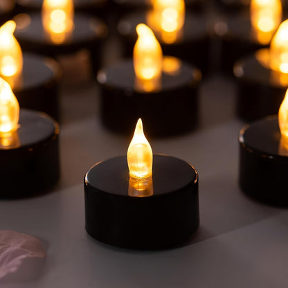 LED Tea Lights - 12 Pack Flameless Battery Operated Candles, 200+ Hours Flickering Warm White, Realistic Fake Tealights for Weddings, Home Decor, Parties, and Sweetest Day