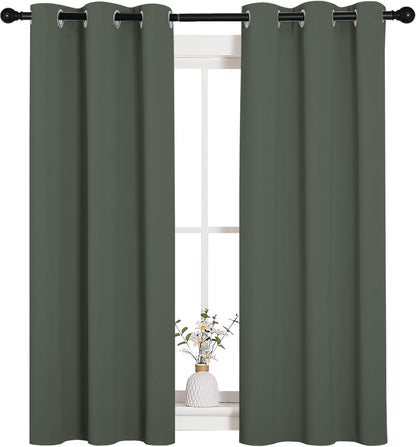 NICETOWN Halloween Pitch Black Solid Thermal Insulated Grommet Blackout Curtains/Drapes for Bedroom Window (2 Panels, 42 inches Wide by 63 inches Long, Black) - Colors C