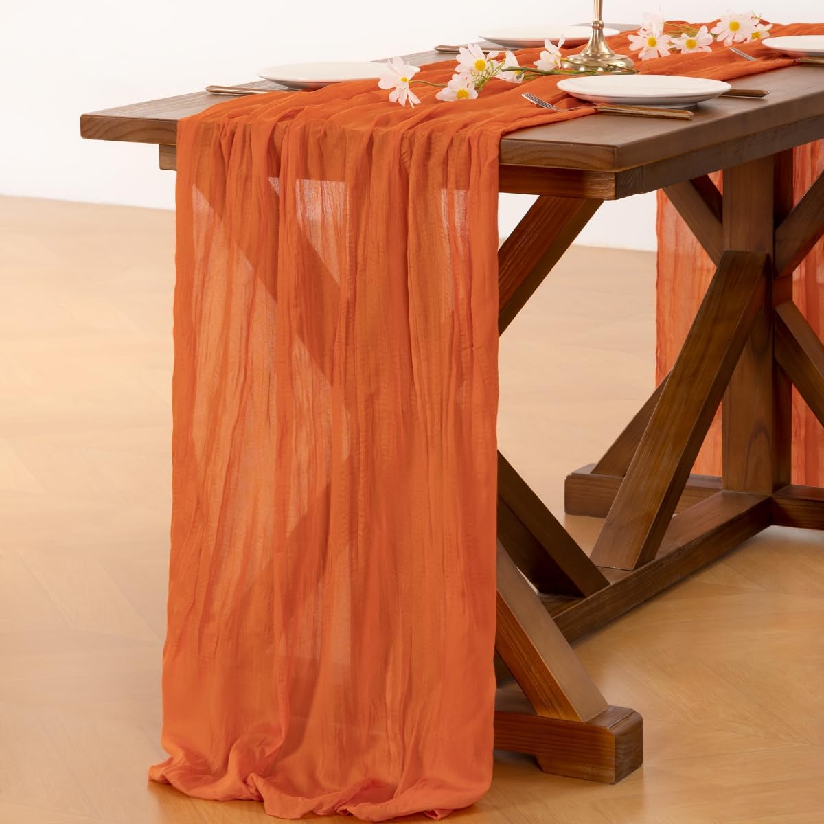 Socomi 3pcs Sage Green Cheesecloth Table Runner Summer Boho Rustic Gauze 120 inch 10FT Cheese Cloth Sheer Runner for Wedding Party Baby Shower Home Decor Holiday Decorations
