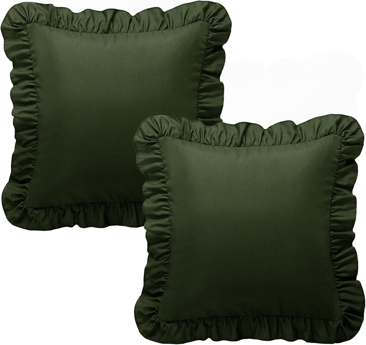 KKJIAF Ruffle Pillow Cases 26x26 Inches, White Square Ruffled Pillow Covers Set of 2, Microfiber Wrinkle Resistant Pillow Shams with Envelope Closure for Sofa Bed Living Room