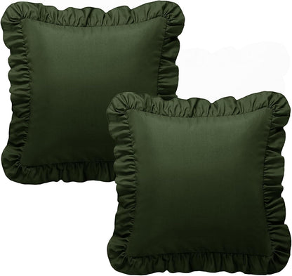 KKJIAF Ruffle Pillow Cases 26x26 Inches, White Square Ruffled Pillow Covers Set of 2, Microfiber Wrinkle Resistant Pillow Shams with Envelope Closure for Sofa Bed Living Room