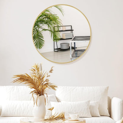 Itrue 12 Inch Small Round Decorative Wall Mirror, HD Silver-Coated Glass with Brushed Black Metal Frame, Minimalist Modern Accent Mirror for Vanity, Narrow Walls, Bathroom, Bedroom & Entryway