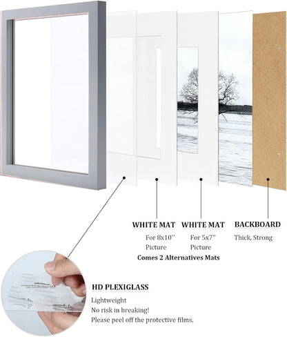 Egofine 12x16 Picture Frame Black, Covered by Plexiglass Made of Solid Wood, Display Pictures 9x12 and 11x14 with Mat or 12x16 Without Mat, for Wall Mounting Photo Frame - Colors A