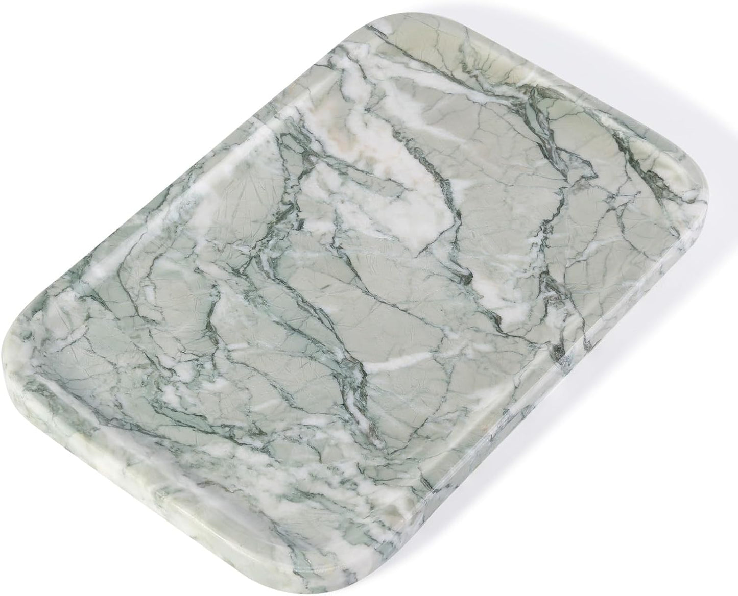 Marble Vanity Tray for Dresser Organizer, Travertine Bathroom Tray Countertop, Beige Decorative Serving Trays, Kitchen Sink Storage, Jewelry & Perfume Holder(Travertino Romano)