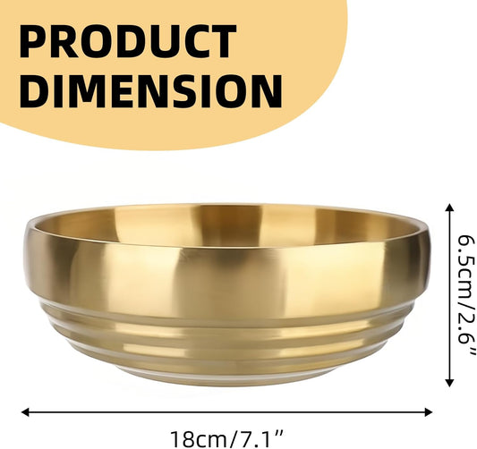 7.4 inch Gold Decorative Bowl for Home Decor - Modern Fruit Bowl for Kitchen Counter, Key Catch All & Entryway Table Centerpiece, Stylish Golden Finish