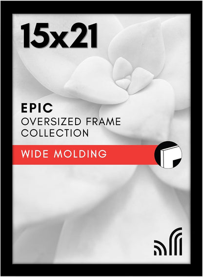 Americanflat 16x20 Picture Frame with Polished Plexiglass - Black Picture Frame - Wide Photo Frames Made of Engineered Wood for Vertical or Horizontal Wall Display - Epic Collection - Black - Colors B