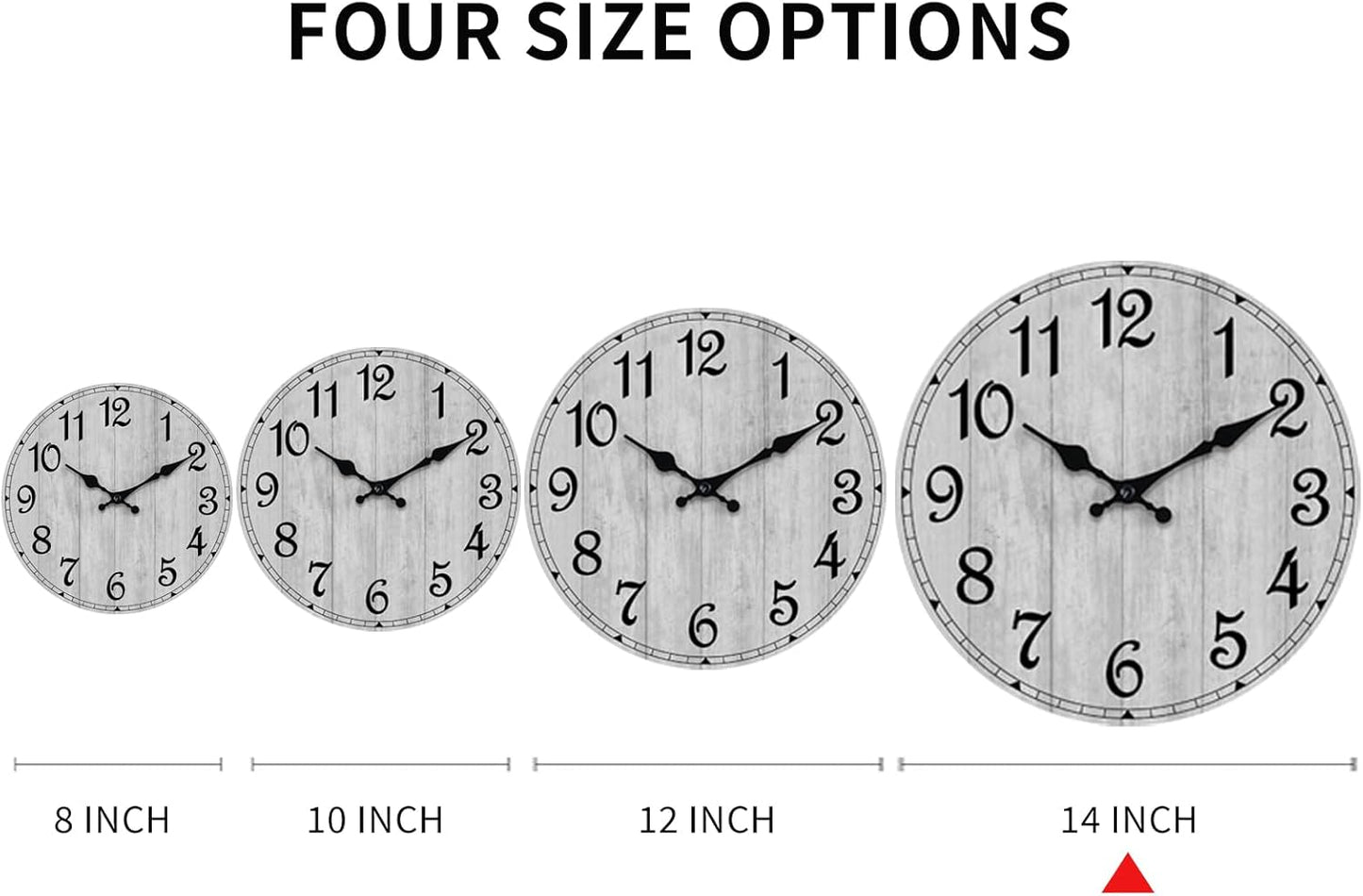 Wall Clock, Rustic Wall Clocks Battery Operated Silent Non Ticking, Country Round Wooden Clocks Farmhous Wall Decorative for Kitchen, Bathroom, Living Room (Gray 8 Inch)