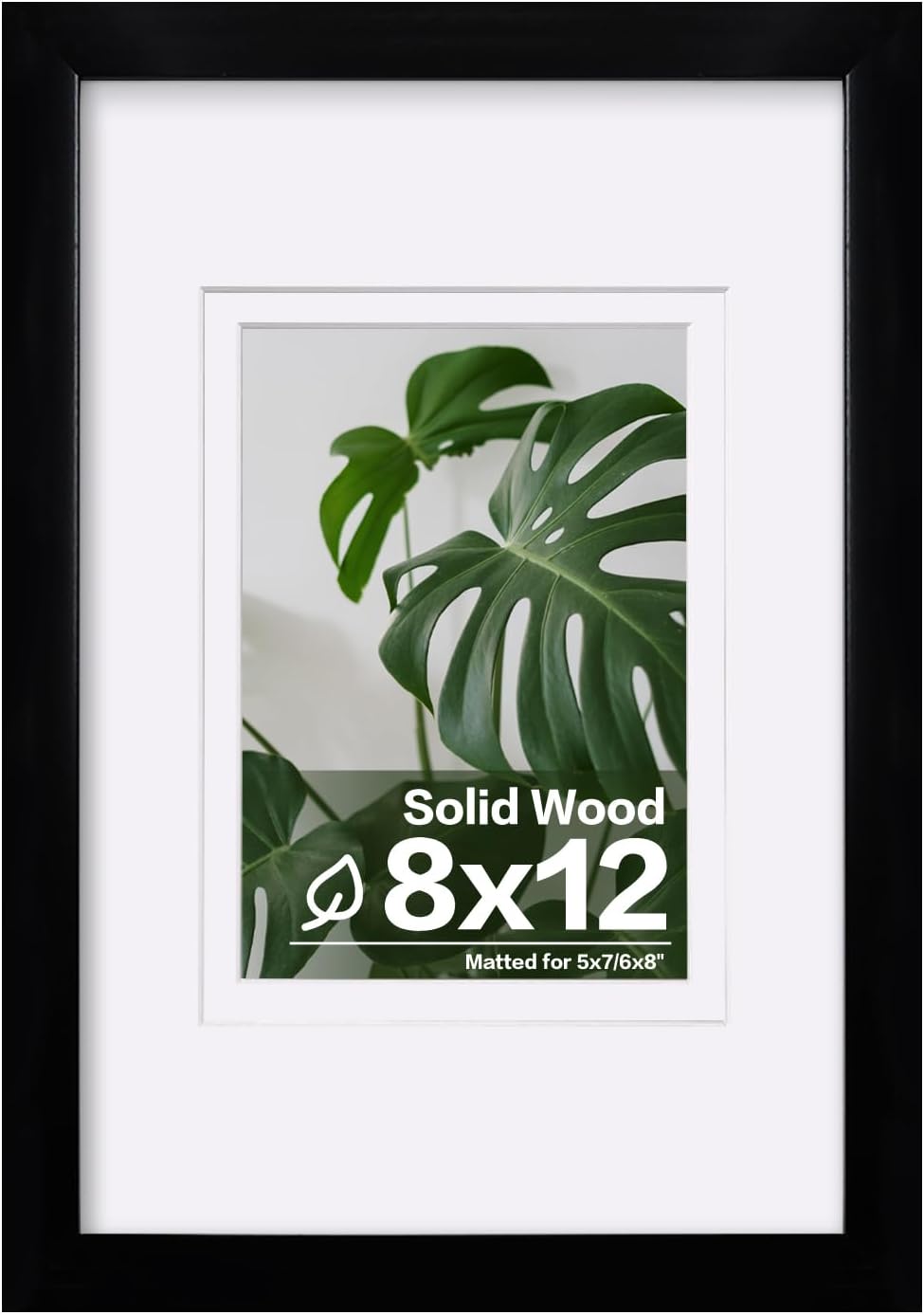 Egofine 12x16 Picture Frame Black, Covered by Plexiglass Made of Solid Wood, Display Pictures 9x12 and 11x14 with Mat or 12x16 Without Mat, for Wall Mounting Photo Frame - Colors B