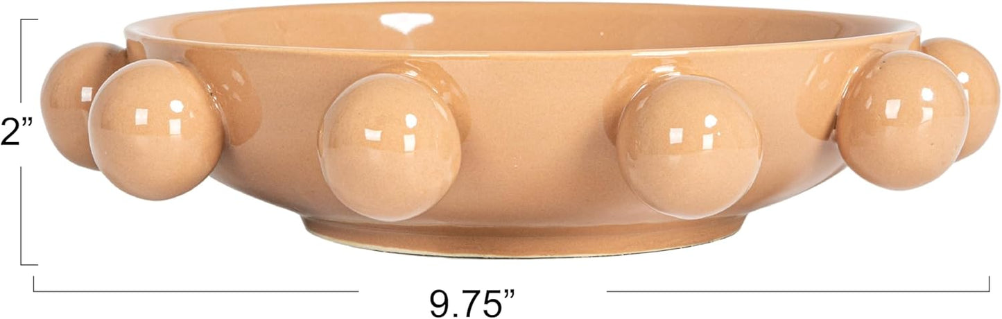 Bloomingville 9.75 Inches Stoneware Bowl with Orbs and Reactive Glaze, Black