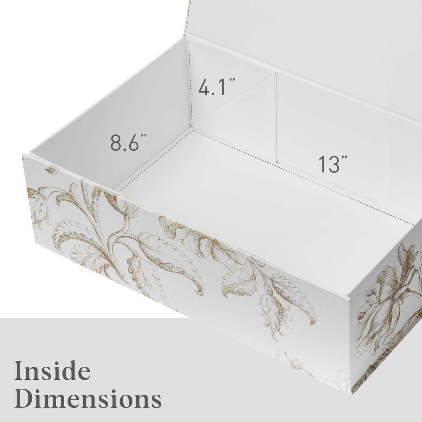 Luxury Keepsake Gift Box | Gold Floral Decorative Boxes with Magnetic Lids for Presents, Wedding Memory Box, and Bridal Gifts. 11.5" x 7.5" x 3.5"